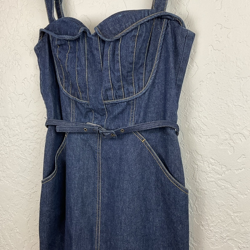 Jessica Simpson Sweetheart Bustier Top Denim Strap Dress Sz 6 - Picture 3 of 9